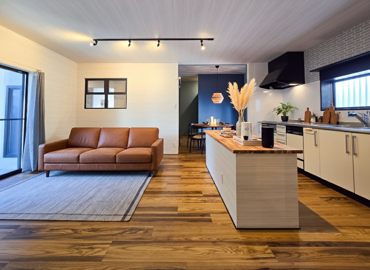 かつらぎ町の伝統的な梁を活かしたモダンなLDKリフォーム事例