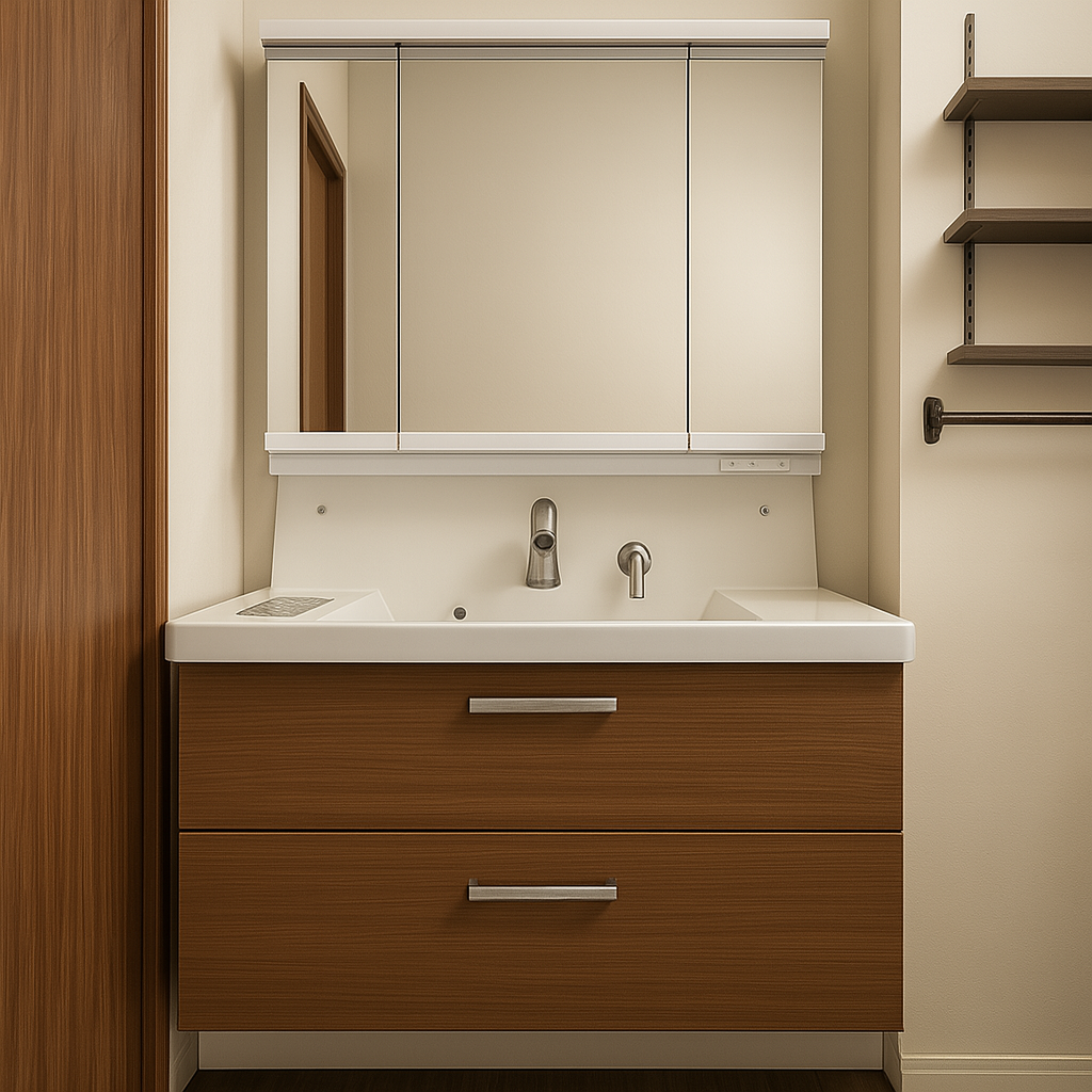 収納力をアップした洗面台